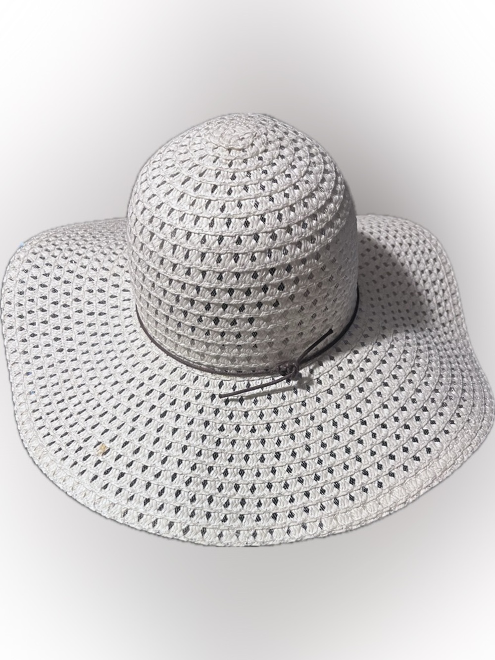 Beach Hat Oversized Breathable White Woven Sun Hat with Slim Tie